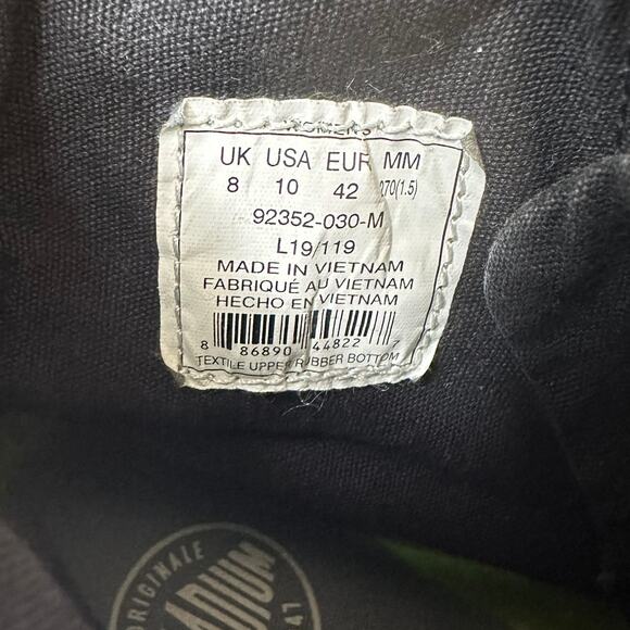 Palladium Pampa Hi Canvas High Top Boots Black Size 10 - Picture 3 of 6